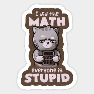 Math Cat - Cute Grumpy Cute Kitty Gift Sticker